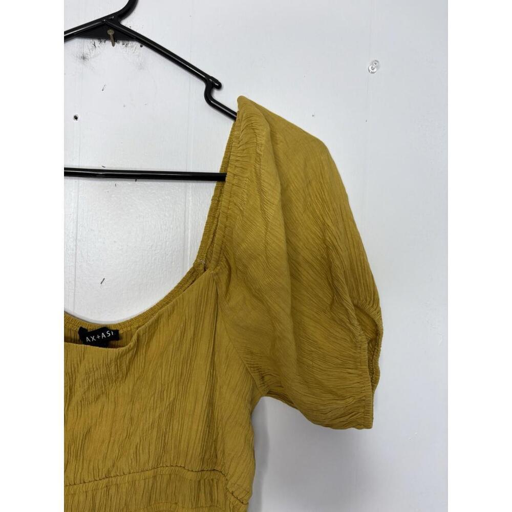 Womens Dress XL Honey Mustard Tiered Puff Sleeve Cottagecore Church Modest - Picture 5 of 10